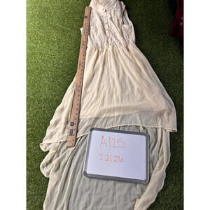 A'reve Cream High-Low Sleeveless Dress belted Lace Chiffon Romantic